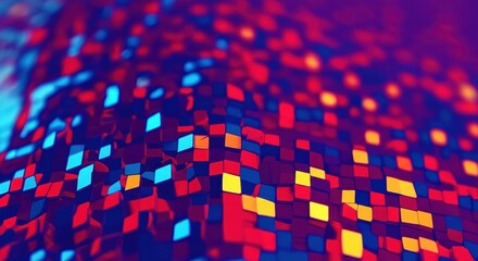 Colorful abstract mosaic pattern with vibrant squares and dynamic textures