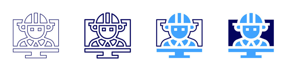 HR software development icon in 4 different styles. Thin Line, Line, Bold Line, Duotone. Duotone style. Editable stroke