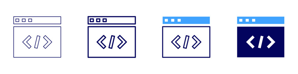 Learning technology development icon in 4 different styles. Thin Line, Line, Bold Line, Duotone. Duotone style. Editable stroke