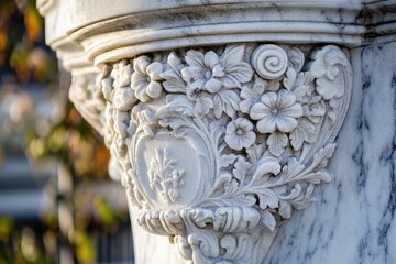 Naklejka premium A detailed view of a decorative object sitting atop a pillar