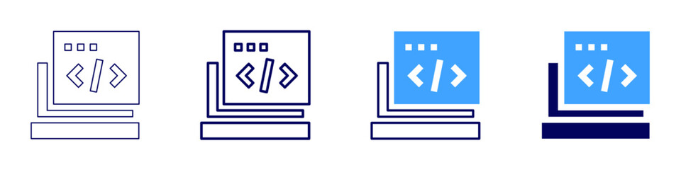 Real-time development icon in 4 different styles. Thin Line, Line, Bold Line, Duotone. Duotone style. Editable stroke