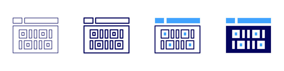System architecture development icon in 4 different styles. Thin Line, Line, Bold Line, Duotone. Duotone style. Editable stroke