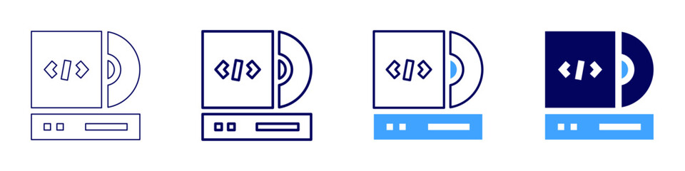 Technology stack icon in 4 different styles. Thin Line, Line, Bold Line, Duotone. Duotone style. Editable stroke