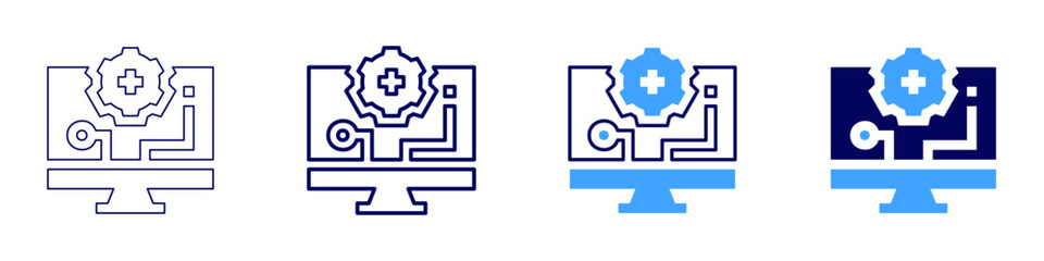 UX UI development icon in 4 different styles. Thin Line, Line, Bold Line, Duotone. Duotone style. Editable stroke