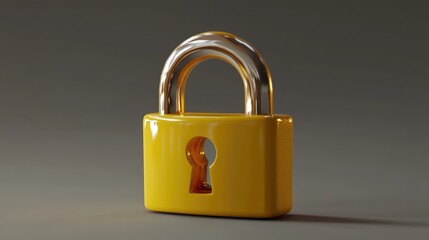 Naklejka premium Yellow Padlock with Golden Details
