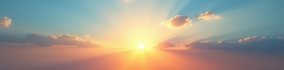 Fototapeta premium The sun shines through wispy clouds at sunrise, clear morning sky, bright morning sky, blue sky