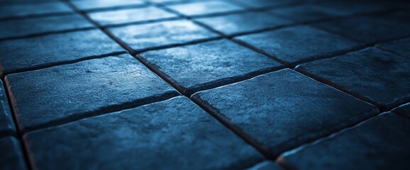 Dark blue stone pavement texture, outdoor ground, background blur