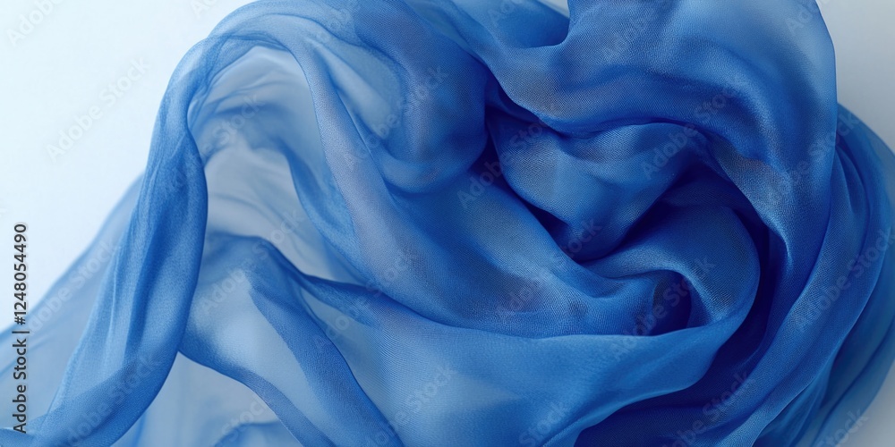 Poster a detailed view of blue fabric on a white surface, suitable for textile or design projects