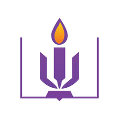 Candle and Book Logo – Knowledge and Enlightenment Symbol