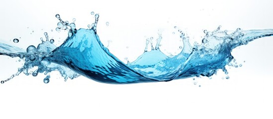 Fototapeta premium Closeup of blue water splash isolated on white background.