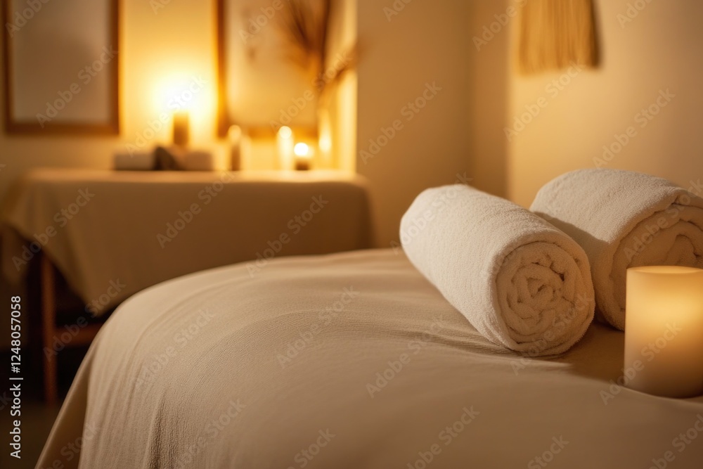 Poster towels resting on a bed, ready for use