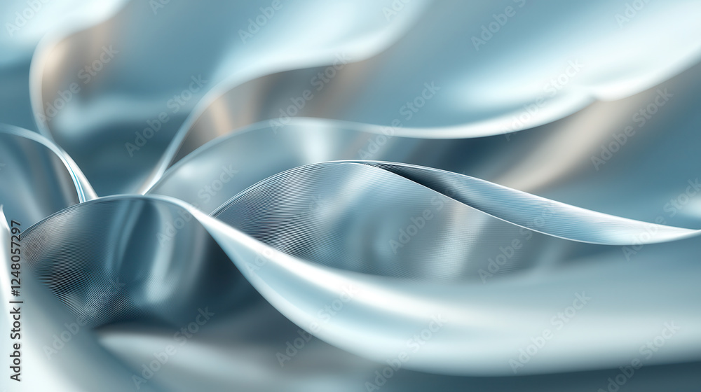 Poster sleek metallic waves create mesmerizing visual effect, showcasing smooth textures and reflections