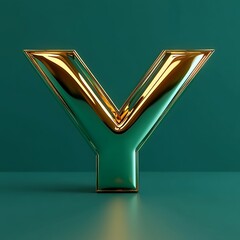 Gold letter Y on teal backdrop