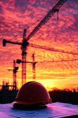 Obraz premium A hard hat sits on top of a piece of paper, ready for use in construction or other settings