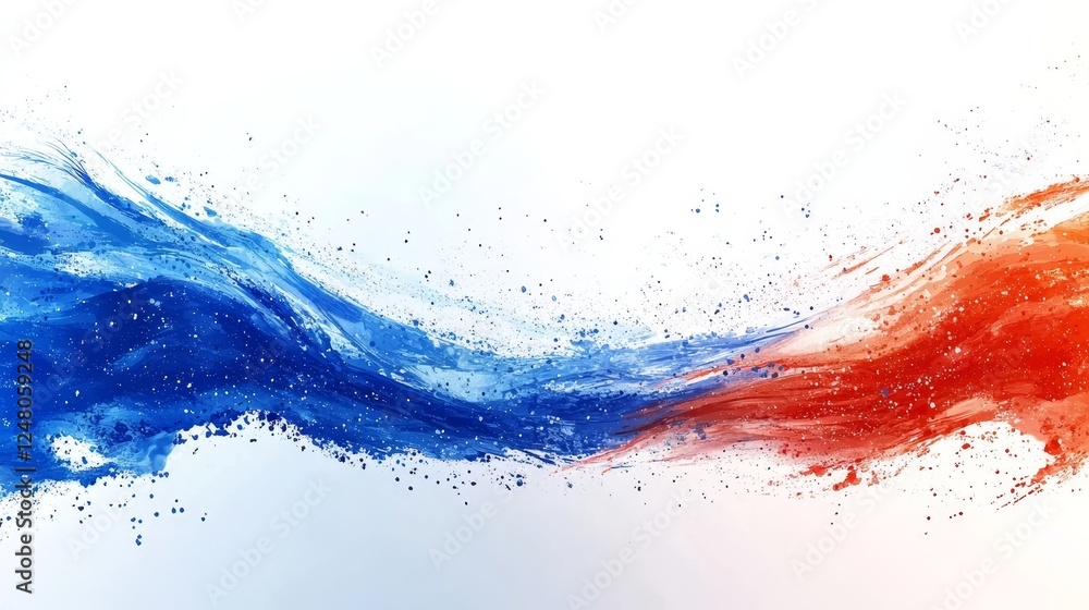 Poster abstract blue and red ink flow dynamic swirl design background