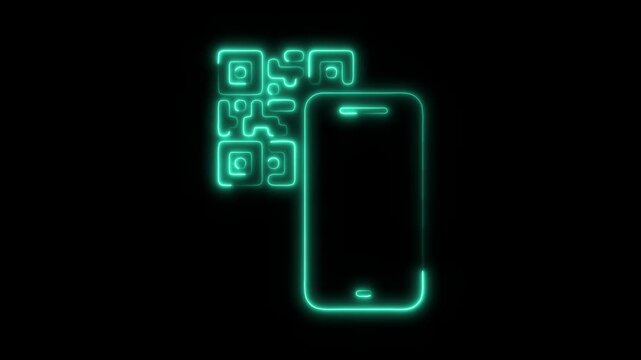 Glowing Neon QR Code Scan Icon Isolated, HD Motion Graphic Representing Digital Scan, Technology, and Data Access Symbol