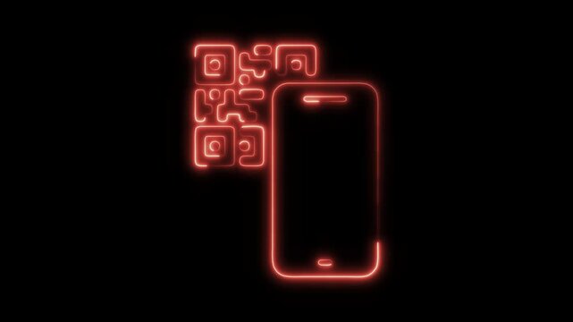 Glowing Neon QR Code Scan Icon Isolated, HD Motion Graphic Representing Digital Scan, Technology, and Data Access Symbol