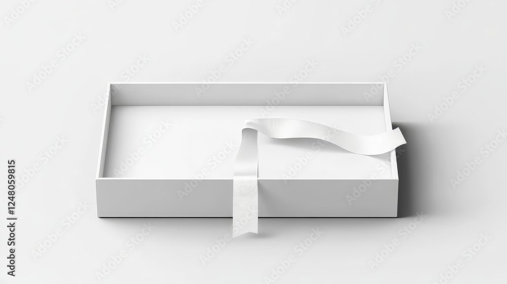 Poster white empty open slide box with ribbon puller. realistic vector illustration set of drawer shape car