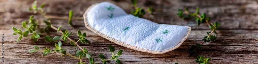 Poster a detailed view of a piece of cloth resting on a wooden surface, perfect for use in editorial or com