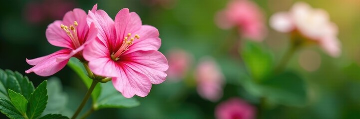 Obraz premium Fruited Geranium plant with pink white flowers, botanical, geranium