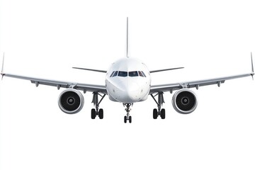 Naklejka premium Large commercial airliner soaring through clear blue sky, potential use for travel or transportation concepts