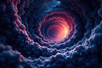 Deep space fractal geometry forms a dark wall of infinite depth, infinity, dark