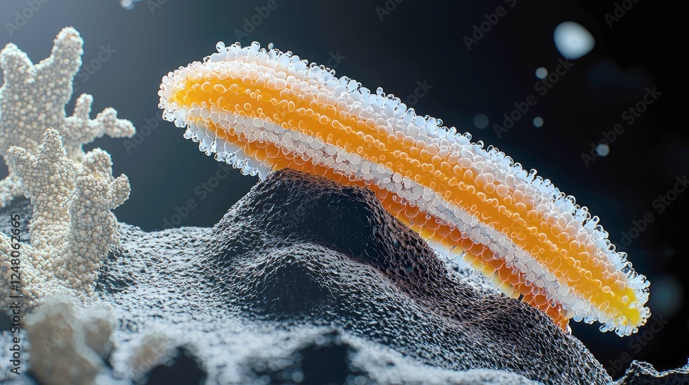 Poster microscopic abstract: a journey into the intricate world of cellular structures