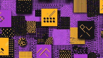 Abstract Geometric Purple and Gold Pattern Design Texture Background for Digital Prints and Textile Designs