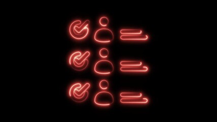 Glowing Neon Attendance Icon Isolated, HD Motion Graphic Animation Representing Tracking, Monitoring, and Presence Management