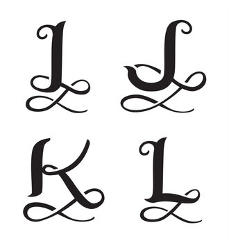 Stylized Monogram Set Letters I, J, K, L