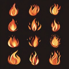 fire icon set graphic 