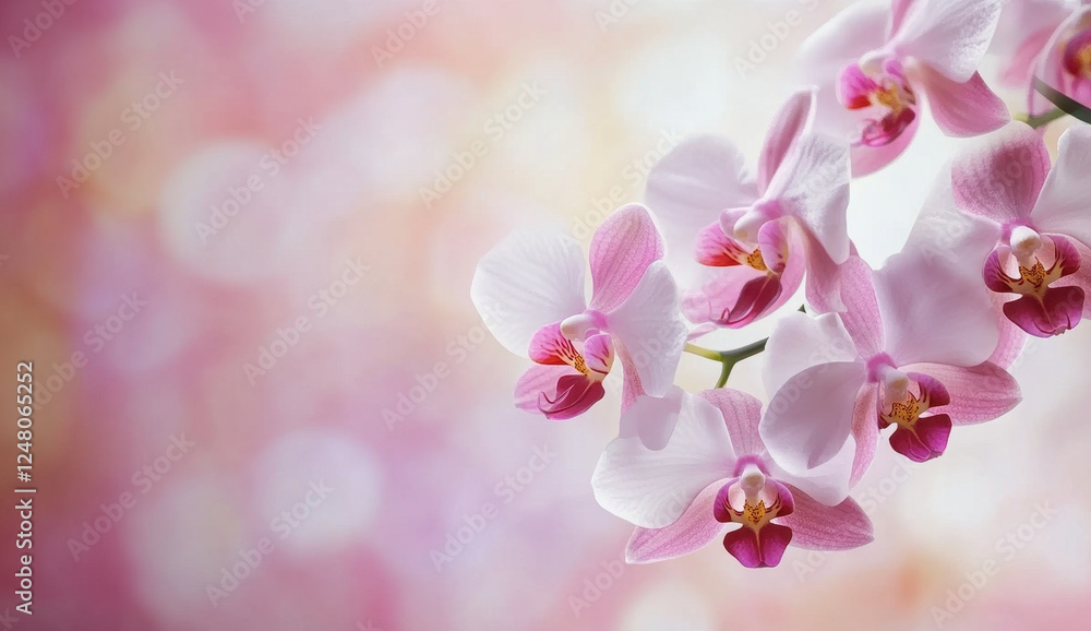 Poster beautiful pink orchids with soft blurred background create serene atmosphere