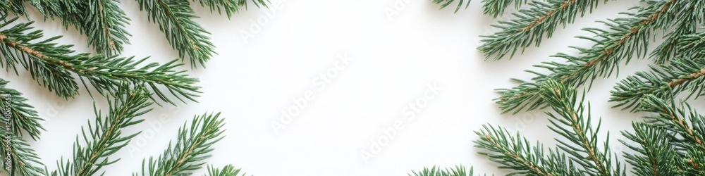 Poster a detailed view of a pine tree branch with needles and twigs