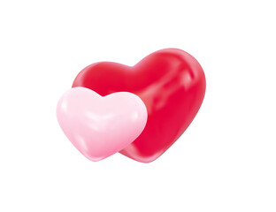 Realistic 3d pink and red Valentines Day hearts. Symbol of love, romantic relationships. Design elements for Valentine's Day, wedding, romantic events. Vector Illustration