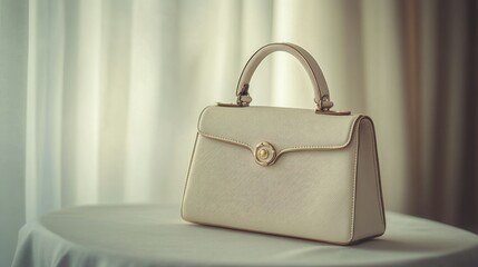 Elegant White Handbag on Table
