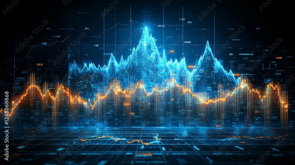 Poster abstract futuristic data visualization digital cityscape stock image