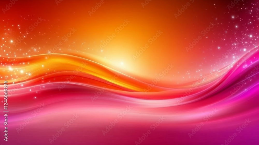 Poster abstract pink and orange wave background design with sparkling glimmering texture