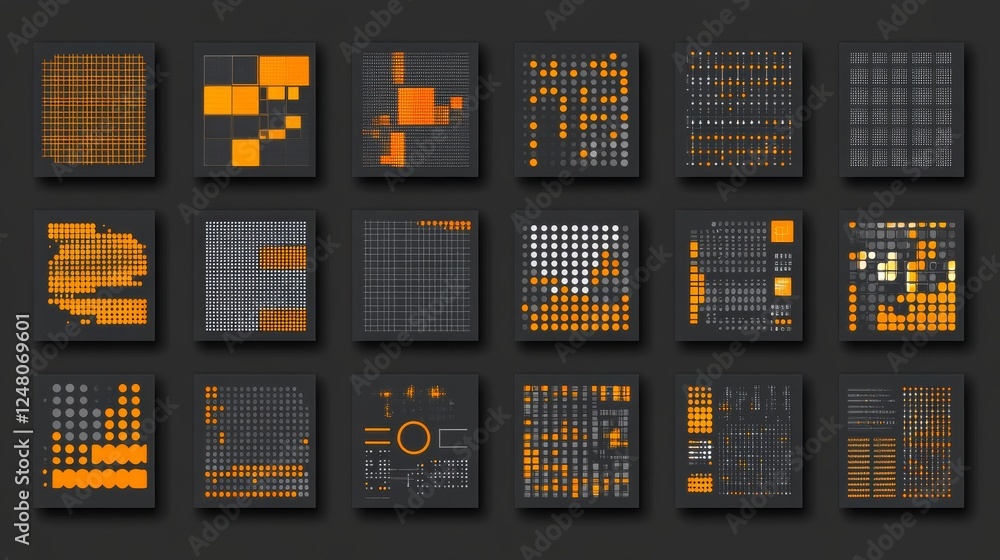Poster abstract geometric data visualization orange and grey infographic elements set for modern business r