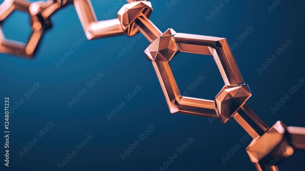 Aufkleber abstract close-up of a molecular structure with a blue gradient background.