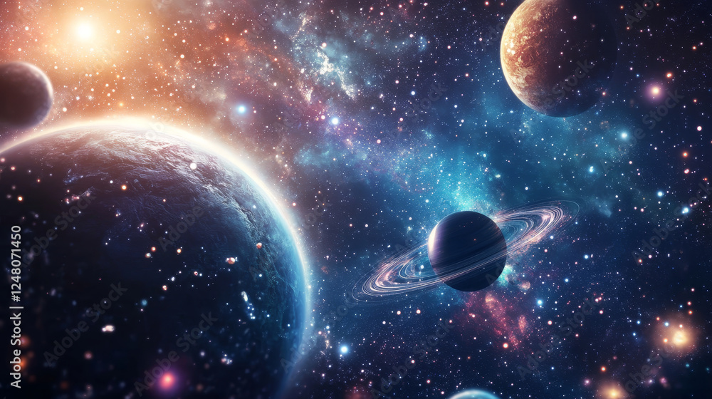 Poster space ui game level map with planet vector screen background. 2d solar alien spaceship in fantasy un