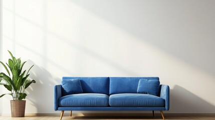 Blue Sofa in Minimalist Living Room
