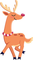 Joyful Reindeer with Red Nose and Scarf