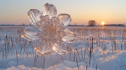Glass Flower in Winter Sunset