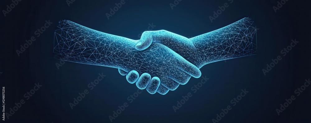 Aufkleber digital handshake representing partnership and technology innovation.
