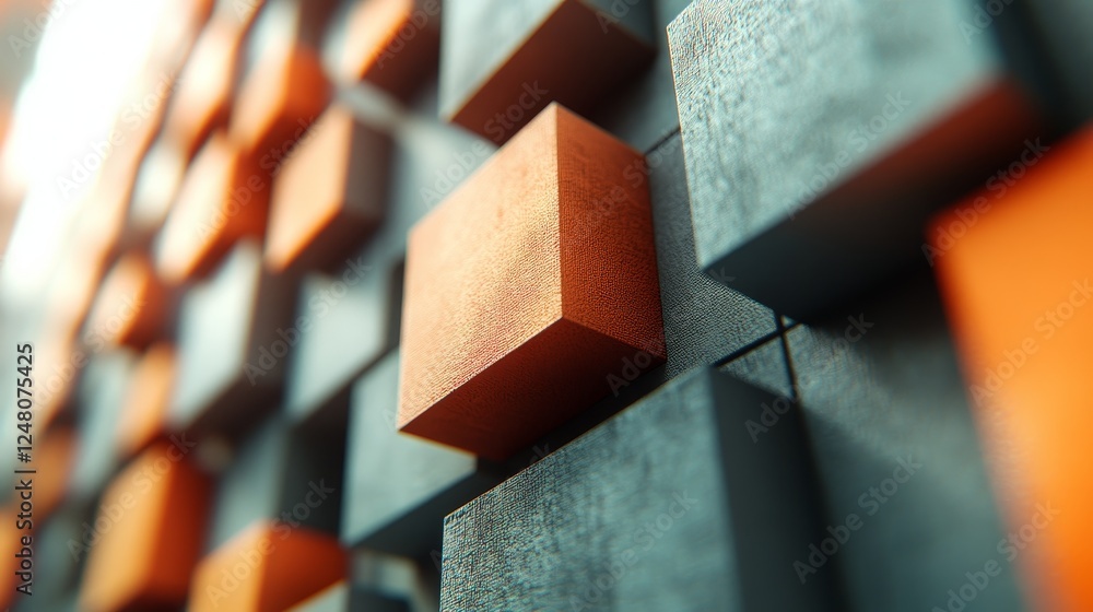 Poster abstract 3d cube pattern design texture background digital art orange gray blocks