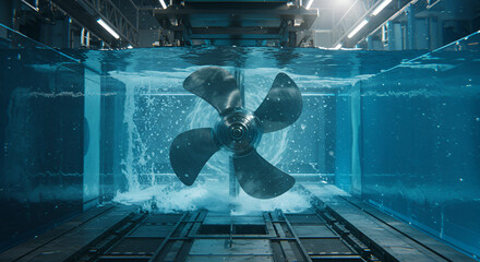 Submarine Propeller Being Tested in a Water Tank