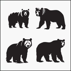 Bear silhouettes clipart vector
