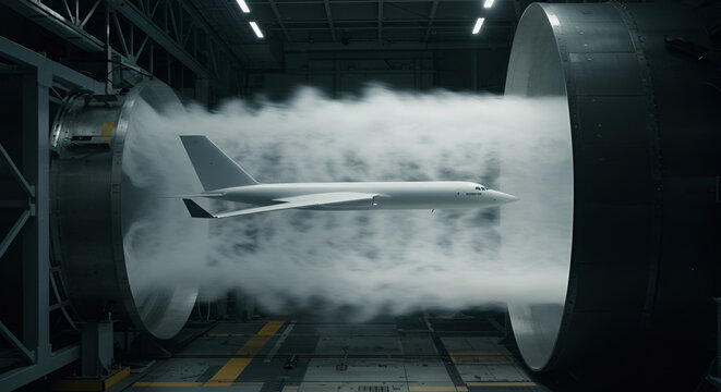 High-Speed Airflow Wind Tunnel Testing on Aircraft Model