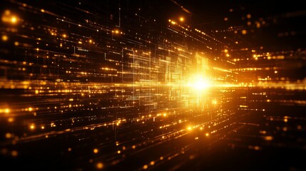 Fototapeta premium Abstract Golden Light Trails Sparkling Energy Burst Background