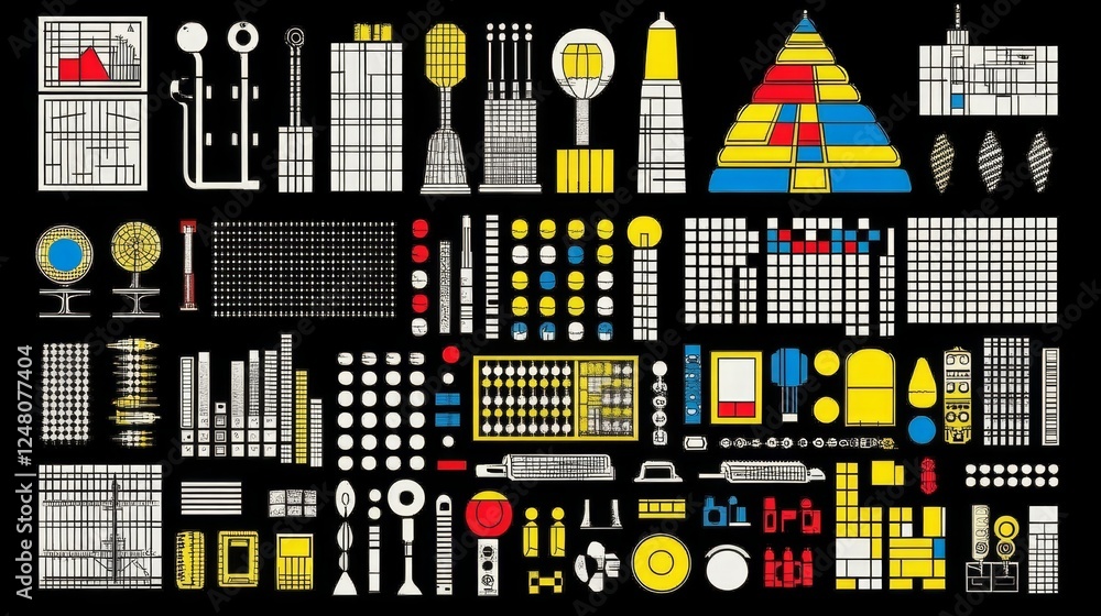 Poster abstract geometric design elements colorful icons and symbols for web design and print media